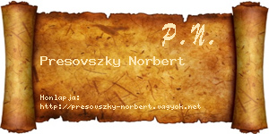 Presovszky Norbert névjegykártya